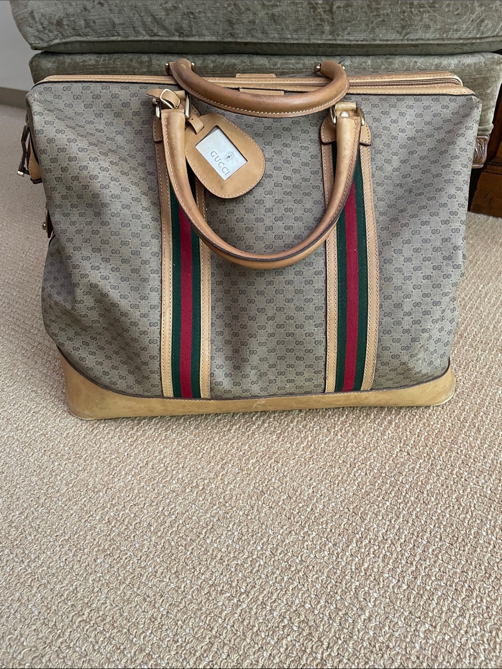 GUCCI Authentic gg monogram Vintage overnight travel bag. O/S - Picture 1 of 13